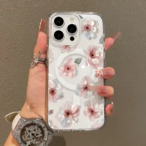 Trendy Magnetic Case for iPhone11/12/13/14/15/16/17/promax, Soft Bloom Sheen Ultra Slim, MagSafe Support, Shockproof | Playful & Fun Style