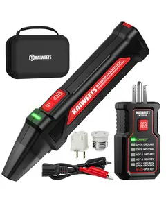 KAIWEETS Circuit Breaker Finder Tool Kit, GFCI Outlet Tester with Dual-Sided LED Indicators, Electrical Circuit Tracer Tool with Flashlight, Includes Carrying Case and Adapters- KT302P