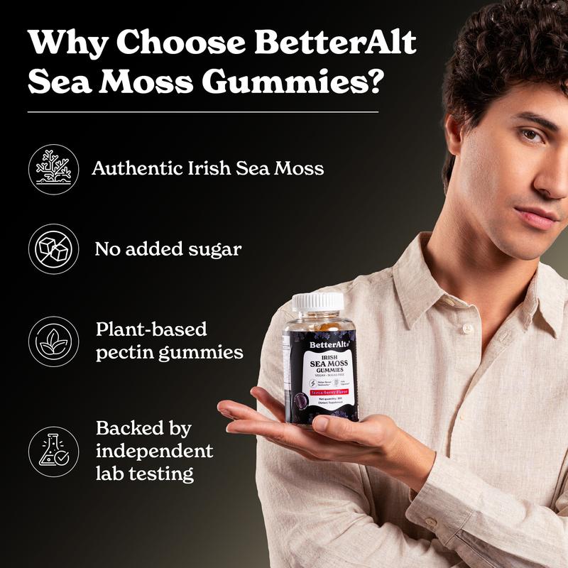 BetterAlt Honey-Sea Metabolism Support | Himalayan GOLD+ Shilajit Honey Sticks & Irish Sea Moss Gummies | 1-Month Pack Healthcare Supplement