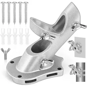 Heavy Duty Flag Pole Holder, Rust-Proof Aluminum Flag Pole Bracket with 1" Inner Diameter, 2 Position Adjustable Mount, Includes Hardware for Outdoor Wall, Porch, House Mounting (Silver, 1 Pack)