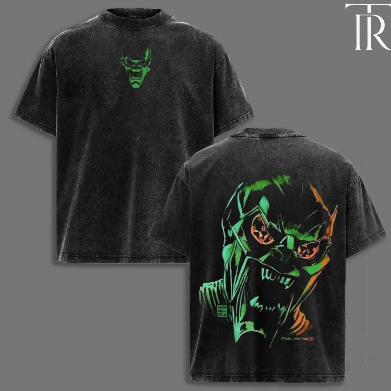 Green Goblin Oversized T-Shirt, Vintage Washed MCU Villain Streetwear Y2K Aesthetic Graphic Tee, Unisex Heavy Cotton Movie Apparel MH0