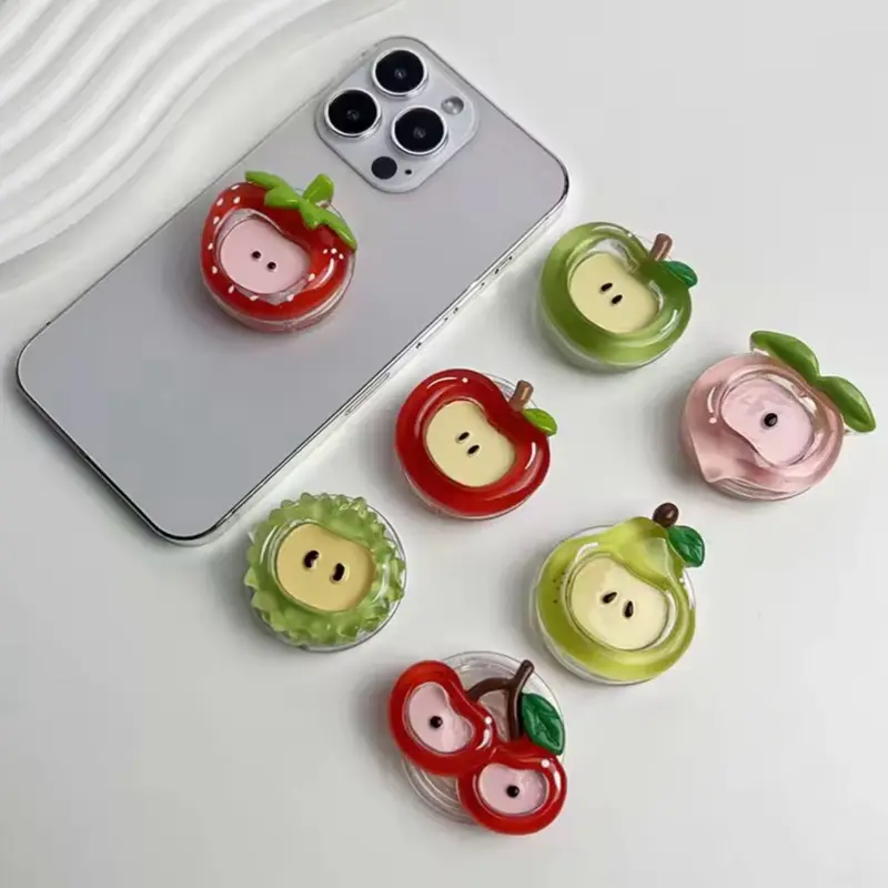 Cute Fruit Series Mobile Phone Holder Resin Material Socket Grip for iPhone Samsung Foldable Phone Stand