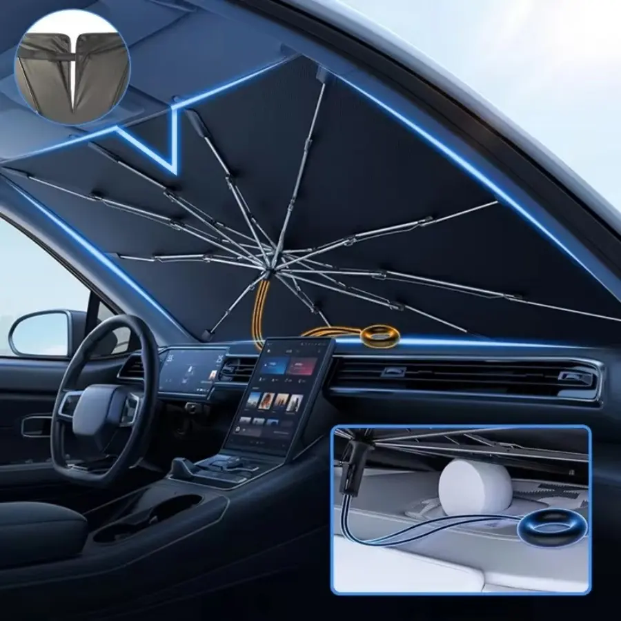 Car Windscreen Shade Cover, Front Window Heat Blocker, Sun Shades for Car Windows, Vehicle Sunshade Accessory for Sedan