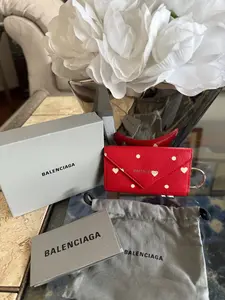 Pre-owned Balenciaga Leather Bag Accessories Special Edition Red Polka Dot Heart Key Case Full Set Stunning Condition Full Set