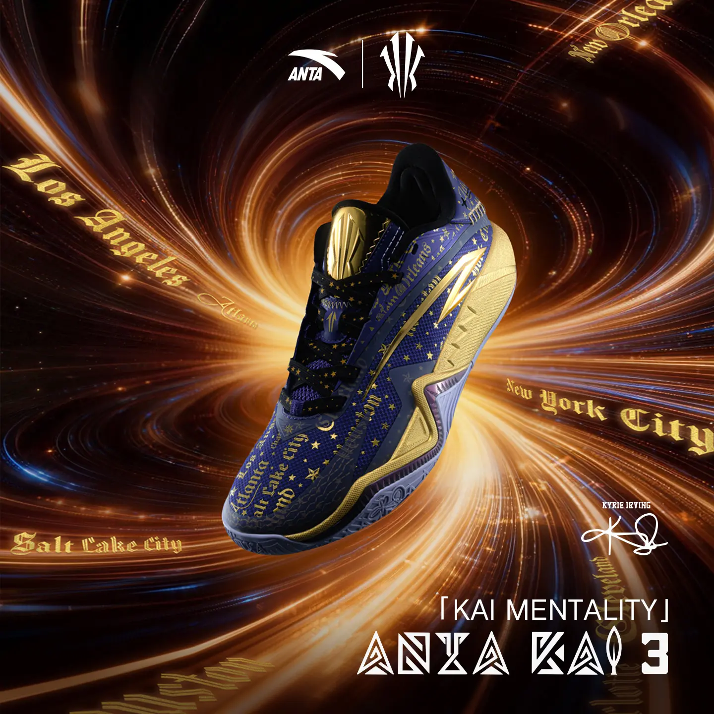 ANTA UNISEX KAI 3 "KAI Mentality" Basketball Shoes Purple Gold Anti-slip Rebound Sports Shoes