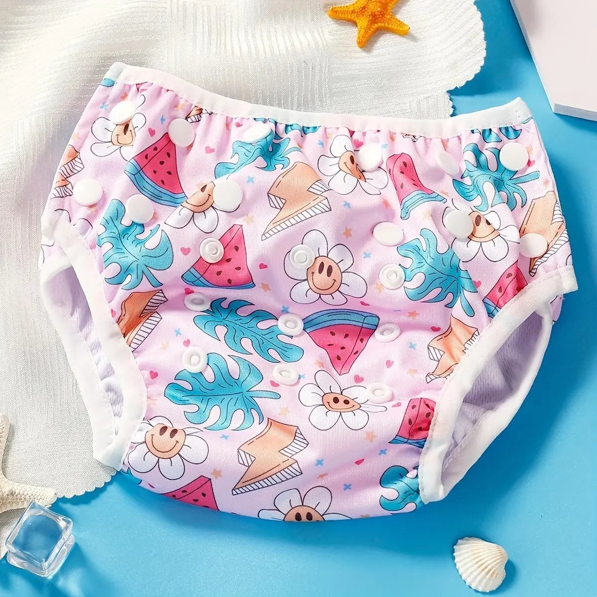 Baby Swimming Diaper, Cute Cartoon Pattern Swimming Brief, Breathable Comfortable Swim Diaper for Baby Girls & Boys, Baby Swimming Accessories, Diaper Pants