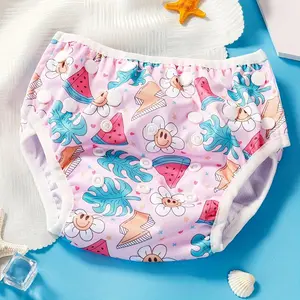 Baby Swimming Diaper, Cute Cartoon Pattern Swimming Brief, Breathable Comfortable Swim Diaper for Baby Girls & Boys, Baby Swimming Accessories, Diaper Pants