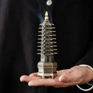 Handcrafted Pagoda-Shaped Incense Burner Retro-Creative Chinese-Style Ornament for Stick & Auspicious Cloud Cone Incense Designs