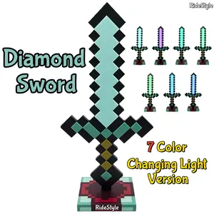 Diamond Sword Night Light Ornament, Color Changing Sword Game Accessory Gift Toy Model Table Lamp Decoration Christmas Gift