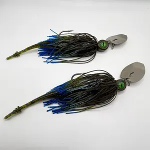 Bayou Bluegill Blade Ripper Custom Made DIRECT CONNECT Bladed Jig 2 PACK - 3/8oz or 1/2oz with Sharp VMC Hooks, Custom Skirts & Trailers, Includes Two Jigs & Two Trailers freshwater fishing big bass pro