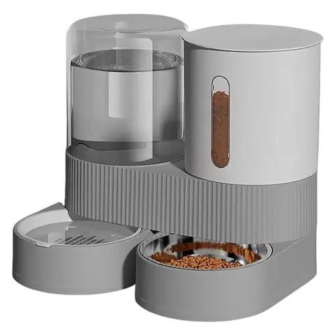 Automatic Pet Feeder Water Dispenser Bowl, Dog Cat Drinking Fountain, Dual Function Food Waterer, Food Feeders, Easy Clean, Durable Design
