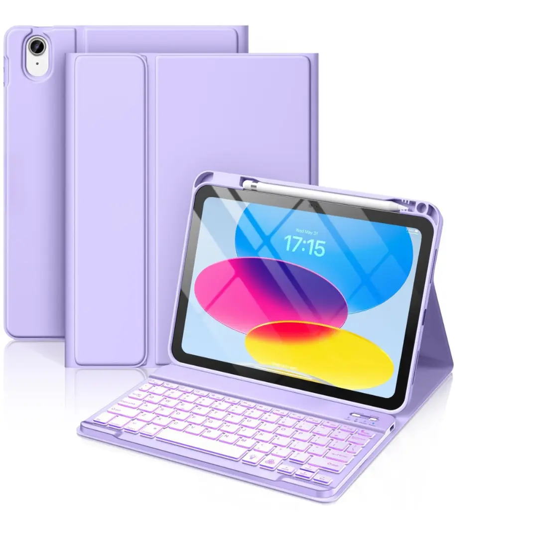 iPad 11th 10th Generation Case with Keyboard - iPad Protection Case Come With Wireless Detachable Folio Keyboard Cover with Pencil Holder