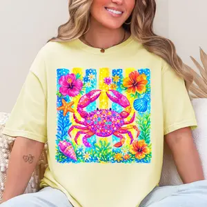 Coastal Preppy summer premade DTF gang sheet- 8 prints, Top Womenswear Summer Streetwear Tshirt
