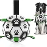PU Dog Soccer Ball with Grab Straps - Interactive Herding Ball Toy, Geometric Design, 6in (Small)/10in (Extra Large), Ensures Active Outdoor Play, Playful Fetch Toy for Supervised Use