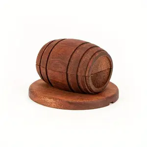 2025 New American Style Wooden Cocktail Shaker with Lid Smoker for Whiskey Unique Barrel Design Handcrafted in USA Natural Wood Grain Vintage Filter