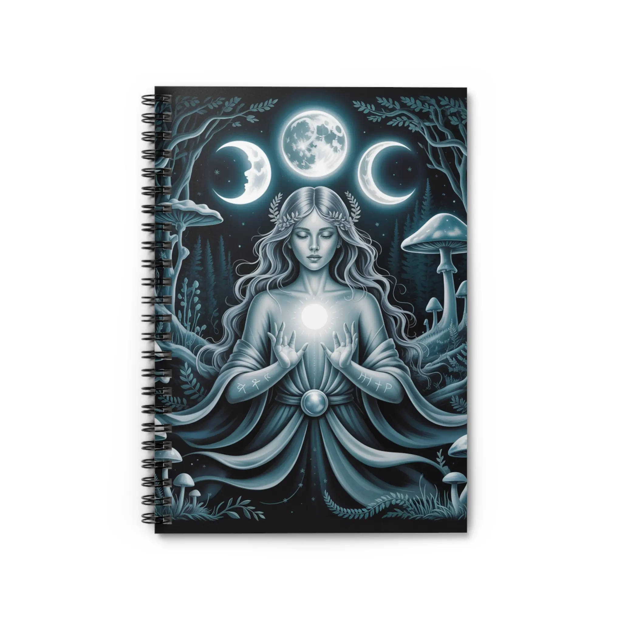 Mystical Moon Goddess Notebook - Spiritual Journal, Sketchbook, Gift for Witches, Astrology Lovers, Gift for Writers, Eco-friendly