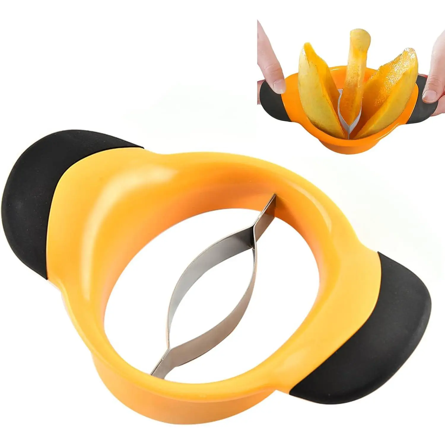 Mango Slicer, Mango Splitter, Mango Cutter with Stainless Steel Blade, Mango Pit Remover Tool, Mango Divider with Ergonomic Rubber Grip Handle, Easy Remove Pit and Divide
