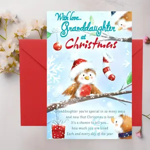 Elegant Christmas Cards with Envelopes for Granddaughter, 5x7 Inch, Heartfelt Holiday Wishes & Messages, Perfect Gift for Granddaughters