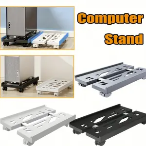 1pc Adjustable CPU Tower Chassis Stand, Portable Plastic Computer Mainframe Rack with Wheels, Home Office Desk Organizer, Easy to Move and Ventilate