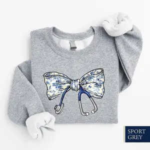 Nurse Toile Bow Sweatshirt, Stethoscope Bow Sweatshirt, Nurse Coquette Shirt, Gift for Nurse, Healthcare Professionals Shirt, Nurse Appreciation