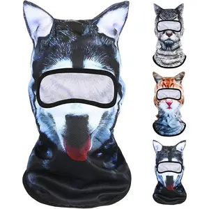 3Pcs 3D Cat Balaclava with Ears, Windproof Breathable Shiesty Face Mask for Skiing, Rave Festival and Halloween Costume