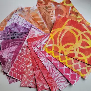 MultiColorMixed Media, collage paper kits, Hand painted papers. 24 piece Pack#60