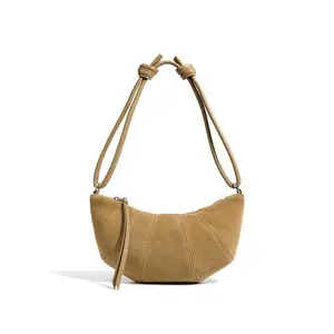 [Genuine leather] F14-New Maillard croissant bag high-end autumn niche underarm dumpling bag versatile crossbody bag frosted cowhide