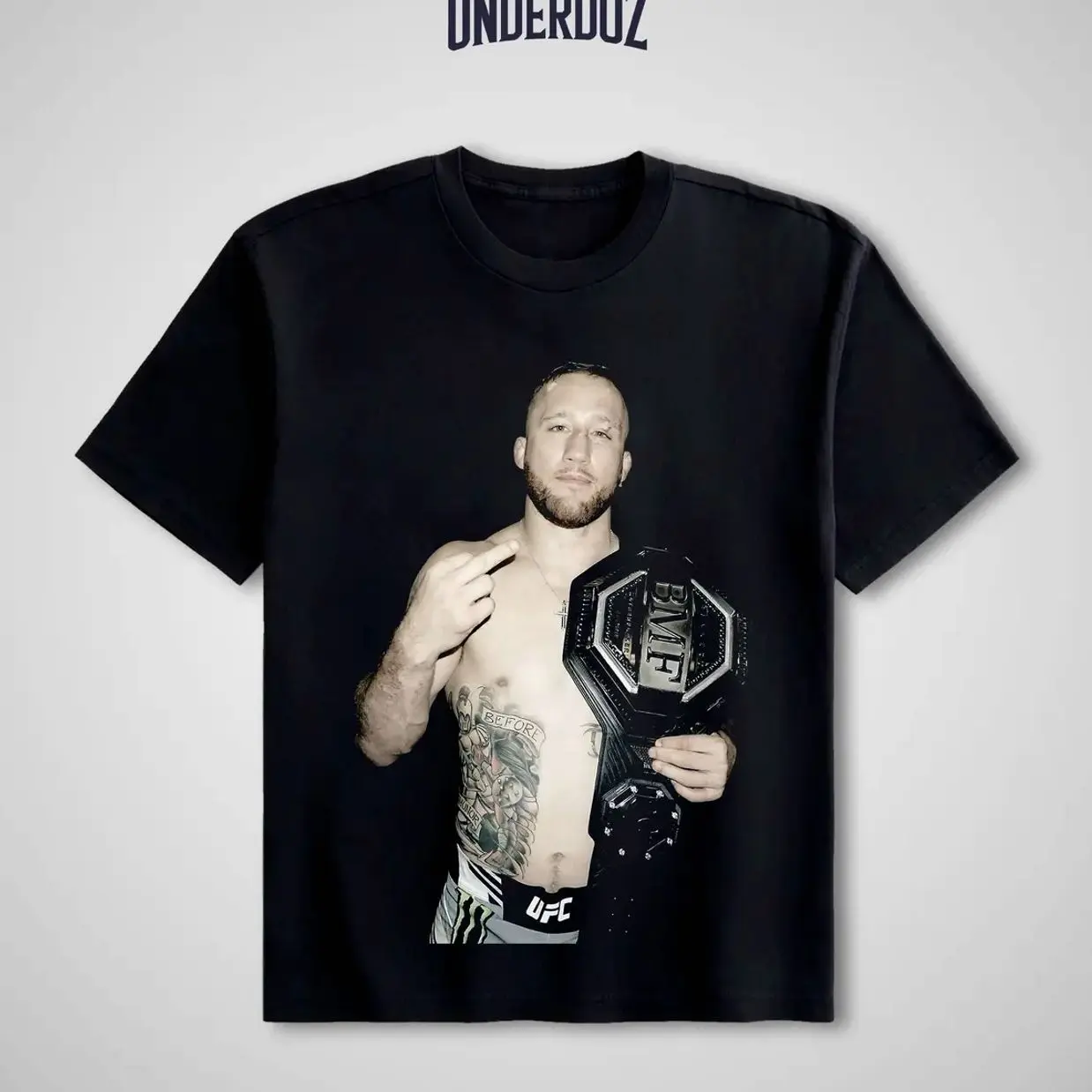 UFC Justin Gaethje Menswear Round Neck Short-Sleeve Cotton Graphic T-Shirt - Casual T-Shirts, MMA Sports Apparel, Unisex Gift Top, Tshirt, Shortsleeve TWN