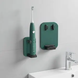 Strong Adhesive No-Drill Bathroom Organizer: Electric Toothbrush & Razor Wall Mount Toothbrush Holder, Waterproof Detachable Storage Rack for Shower, Easy Clean Multifunctional Home Accessory