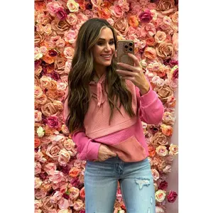 Textured Color Block Hoodie