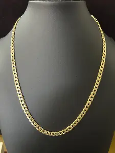 14k Gold Filled Brass Diamond Cut Cuban 20 Inch Necklace 5.5 mm Width Elegant Design Versatile Jewelry Piece