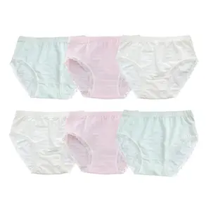 6-Pack Cotton Girls Underwear Solid Baby Kids Lace Briefs Breathable Hipster Panties Soft Toddler Undies Fashion Cute Underpants