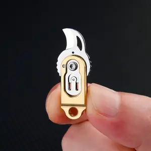 Ultra-Compact Brass Key Ring Knife, Portable Edc Folding Pocket Knives Blade, Sharp Outdoor Camping Tool, Keychain Gift, Fixed Blade Surface