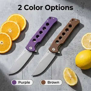 Outdoor Lightweight Cutting Tool | D2 Steel Camping Gear with Liner Lock & Anti-Slip 6-Hole Handle