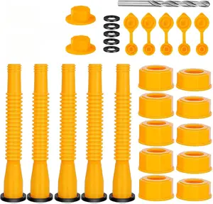 Gas Can Spout Replacement Kit – Flexible Pour Nozzle for 1/2/5/10 Gallon Fuel Cans, 5-Pack Yellow Spouts