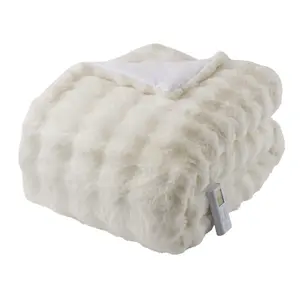 Ultra-Soft Heated Faux Fur Blanket – 6 Heat Settings, 10-Hour Auto-Off, Wireless Remote, Machine Washable, Cream White, 90x90 or 104x90 Inches