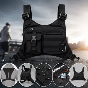 Multifunctional Sports Chest Bag for Men, Adjustable Running Chest Pack with Multiple Pockets, Lightweight Outdoor Utility Vest Bag for Hiking Cycling Travel