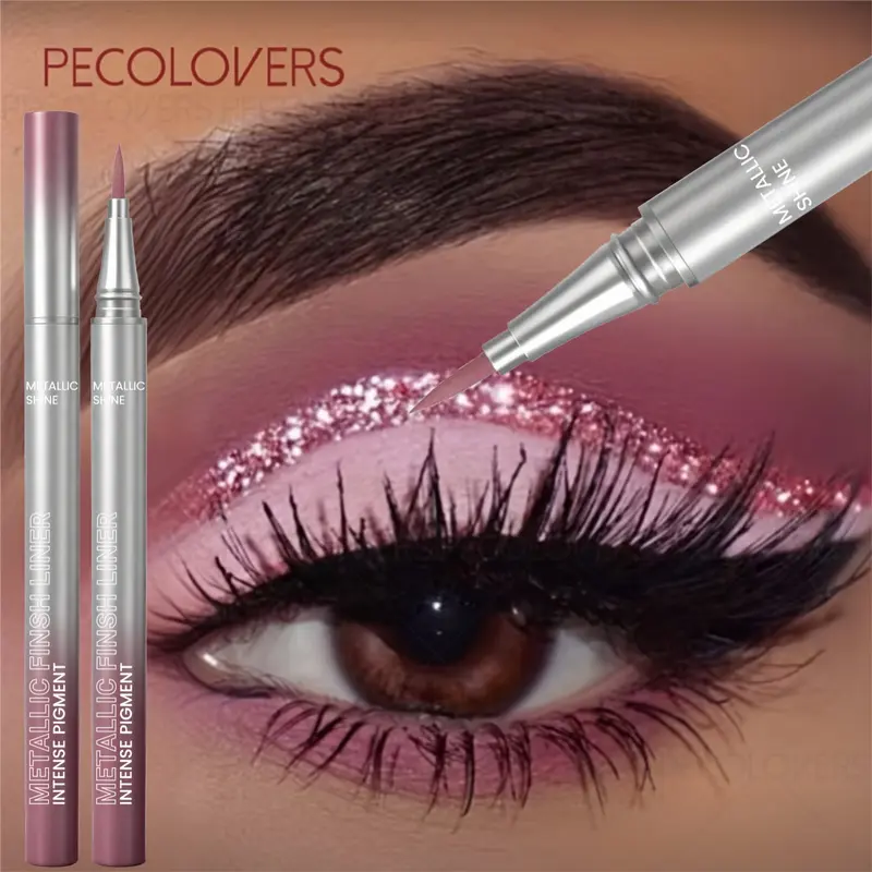 1PC Metallic Pearlescent Makeup Eyeliner, Highly Pigmented, Non-fading, Smudge-proof, Smooth and Easy To Apply, Waterproof and Sweat-proof, Sparkling Finish, Suitable for Music Festival Wedding Parties, Waterproof Liquid Liner, Eye Makeup Products