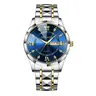 Men's Elegant Business Quartz Watch - Stainless Steel-Alloy Band, Gold Accents, Blue Dial with Calendar, Luminous Feature, 1 Unique Gift for Him, Fashion Men's Accessory