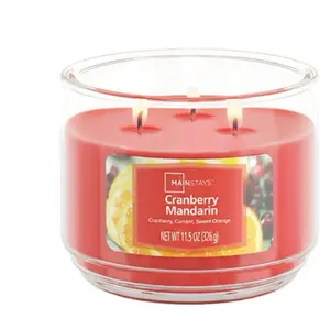 Mainstays Cranberry Mandarin Candle 11.5 oz 3-Wick Scented Candle with Cranberry Currant & Sweet Orange Notes for Cozy Atmosphere Perfume