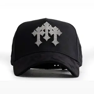Barbas Hats Chrome Rose Gold – Premium Black Adjustable Snapback with 3D Chrome Metal Crosses, Trendy Streetwear Baseball Cap, Gift For Him, Gift For Her.