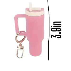 Mini Pink Tumbler Keychain in Cup Charm, Purse Charm, Pill Holder -