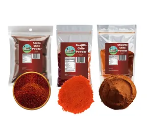 Chile Powder Trio. Ancho Powder, Chipotle Powder, Guajillo Powder. (3 pack) 12 oz Total.