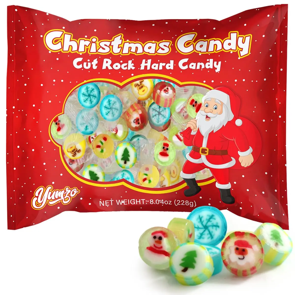 Christmas Candy Stocking Stuffers, Cut Rack Hard Candy, 8.04 oz