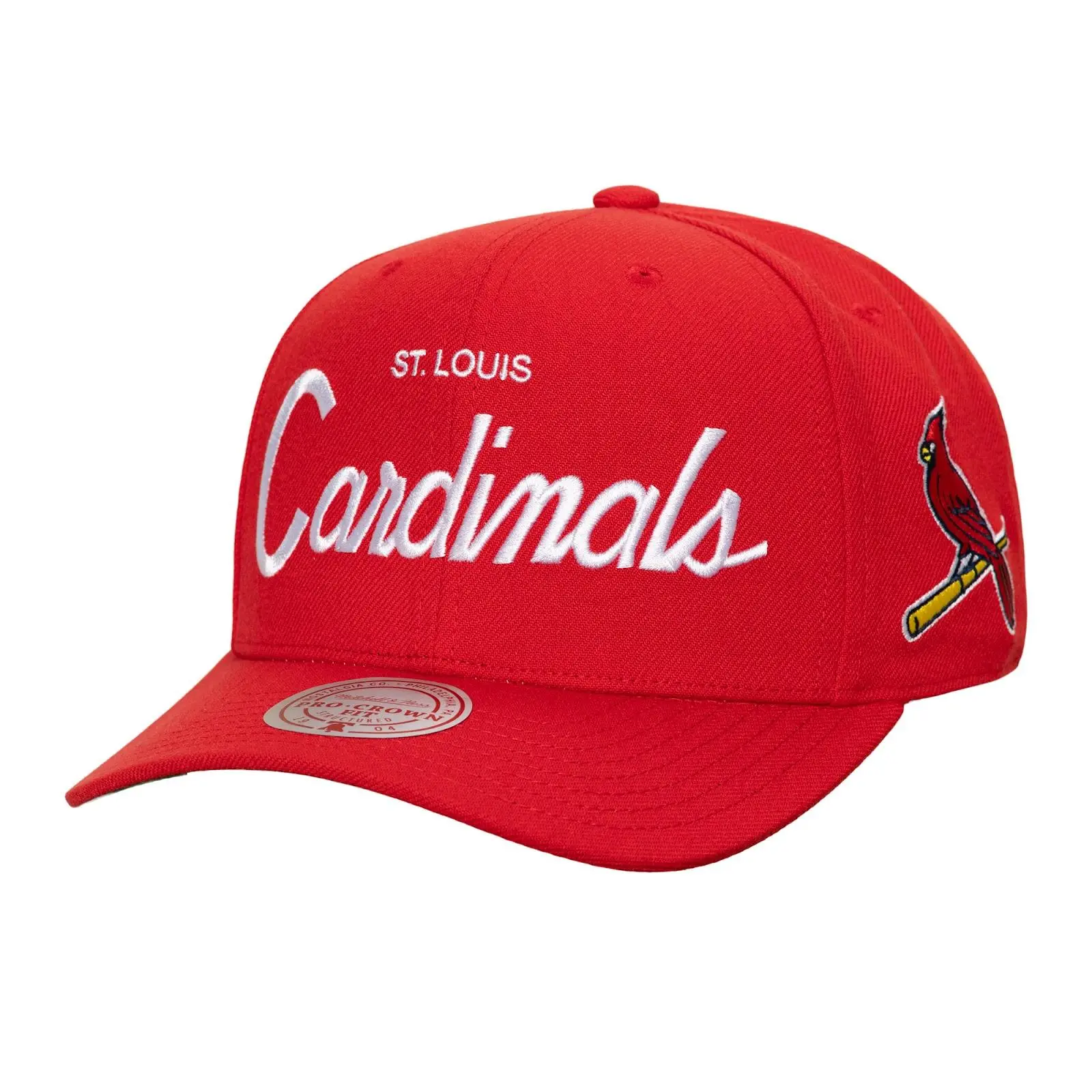 St. Louis Cardinals Red Head Coach Pro Crown Snapback Hat MLB Throwback Cap Adjustable Fan Gear Mitchell & Ness