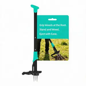 Long Handle 4-Claw Upright Weed Puller - 40 Inch Manual Garden Tool with Ejector - Remove Weeds Easily Without Bending - Durable Hand Weeder