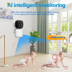T200 Wired 2K HD Smart Home Camera, Indoor/Outdoor Use, Pet/Baby Monitor/Security, Spotlight/Siren, Color Night Vision, Local/Cloud Storage，Two-way audio degree motion tracking