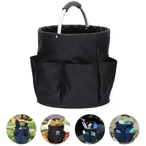 Foldable Metal Waterproof Gardening Tool Bucket - Lightweight Portable Outdoor Storage Container for Gardening, Picnics, Cleaning