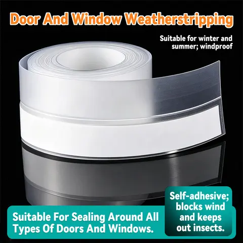 Silicone Window Weather Stripping - 10M/33ft 25-45mm Wide Self-Adhesive Under Door Seal for Aluminum Windows, Frameless Sliding Doors, Shower Rooms, Anti-Leaking, Blocks Airflows, Energy-Efficient, Customizable Length, Easy Installation
