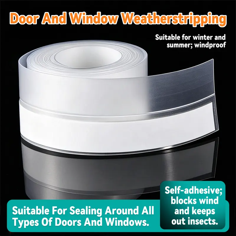 Silicone Window Weather Stripping - 10M/33ft 25-45mm Wide Self-Adhesive Under Door Seal for Aluminum Windows, Frameless Sliding Doors, Shower Rooms, Anti-Leaking, Blocks Airflows, Energy-Efficient, Customizable Length, Easy Installation